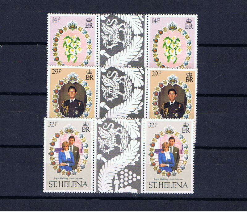 ST HELENA 1981 ROYAL WEDDING GUTTER PAIRS