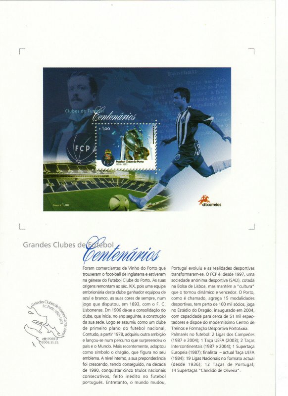 CENTENARY FUTEBOL CLUBE DO PORTO BROCHURE / SOUVENIR SHEET /STAMP