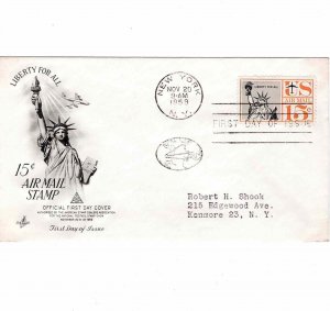 USA 1959 Sc C58 FDC Airmail First Day Cover Artcraft Cachet Statue of Liberty