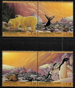 UN, Geneva #240-3 MNH Pairs - Wild Animals - Climate Change