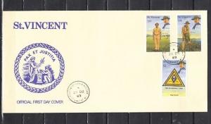 St. Vincent, Scott cat. 1281-82, 1285. Boy Scout values only. First day cover. ^