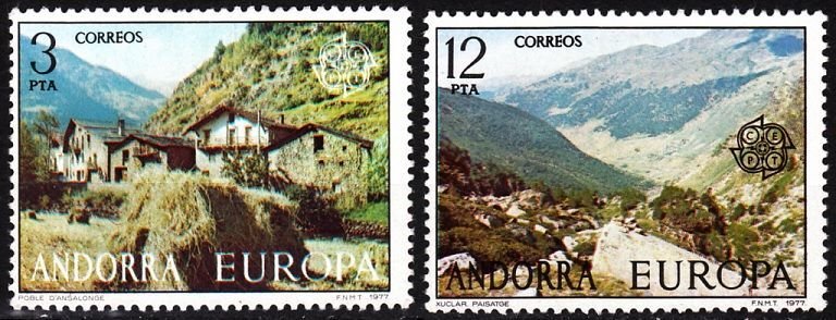 ANDORRA SPANISH 1977 EUROPA: Landscapes. Complete set, MNH