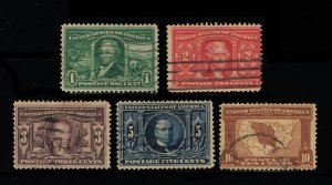 EXCELLENT GENUINE SCOTT #323 324 325 326 327 USED COMPLETE SET OF 5 STAMPS