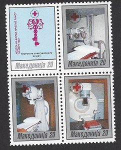 Macedonia #RA31a MNH set, block of 4 c/w SS, Cancer therapy, issued 1993