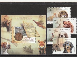 Romania STAMPS 2024 HUNTING DOGS POST MNH SET & MS FOX BOAR DUCKS