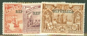 HN: Macao 187-193 mint; 194 unused no gum CV $103.50; scan shows only a few