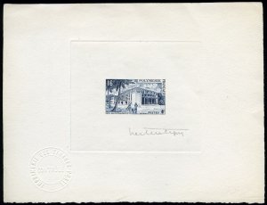 French Colonies, French Polynesia #195P, 1960 16f Post Office in Papeete, sig...