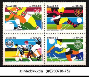 BRAZIL - 1988 FOOTBALL / SOCCER / SPORTS - SE-TENANT 4V BLOCK MNH