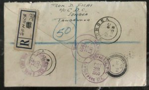 1950 Songea British KUT Registered Cover To Milwaukee WI USA