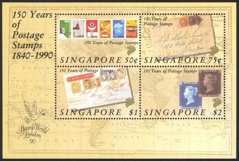 Singapore Sc# 566a MNH 1990 50c-$2.00 First Postage Stamps, 150th Anniv