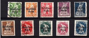 BAVARIA 1920 Scott 256-65 Cmplt mixed set fvf  - scv $11.95 less 50%=$5.95 BIN