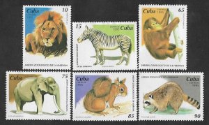 SE)1995 CUBA, ANIMALS OF THE HAVANA ZOOLOGICAL GARDEN, 6 STAMPS MNH