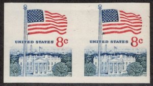 US #1338Gh 8c Flags, IMPERF PAIR, VF/XF mint never hinged, a wonderful imperf...