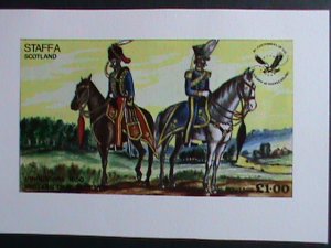 ​SCOTLAND-STAFFA STAMP-MILITARY SOLDIERS ON HORSE IMPERF-MNH S/S SHEET VF