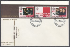 Malta Scott 488-90 FDC - Proclamation of the Republic