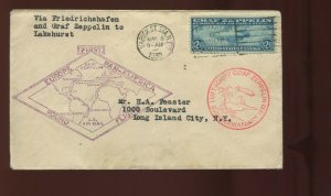 C15 Graf Zeppelin Air Mail  Hi Value Used Stamp on Round Trip Cover (C15-C9)
