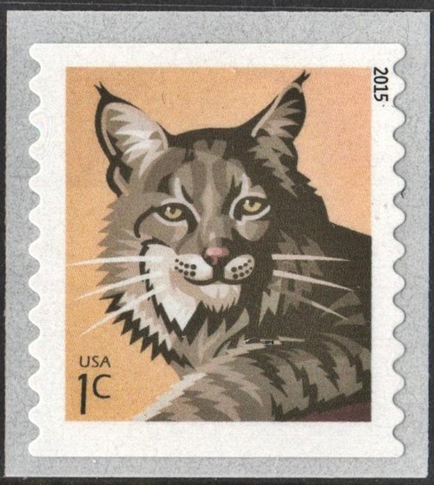 SC#4672a 1¢ Bobcat Coil Single (2015) SA