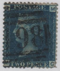 30 SG 46 Plate 13 2d Blue M-G