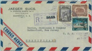 86065 - GUATEMALA - POSTAL HISTORY -  REGISTERED AIRMAIL COVER to the USA 1951