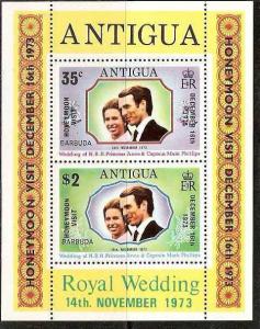 ANTIGUA 1973 ROYAL WEDDING, ROYAL HONEYMOON VISIT,  PRINCE & PRINCESS M/s MNH...