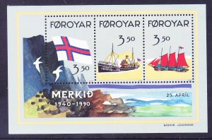 Faroe Islands 207 MNH 1990 Recognition of Merkid by the British Souvenir Sheet