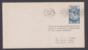 US Sc 733 used on 1934 Little America Cover, Delayed 1 Year handstamp Antarctica