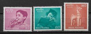 1957 India 292-4 Children Day MNH C/S of 3