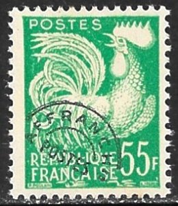 FRANCE 1959 55fr GALLIC COCK Precancel Issue Sc 913 MNH