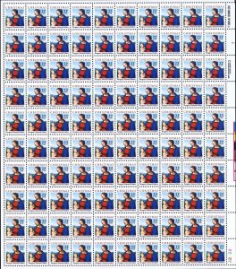 Madonna and Child Sheet of One Hundred 22 Cent Postage Stamps Scott 2244