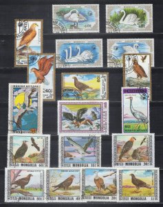 Mongolia Collection Used Topicals Birds Swans Eagles ZAYIX 0224S0347