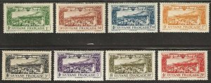 French Guiana C1-C8 mint, hinged, a few hinge remnants.  1933.  (F568)