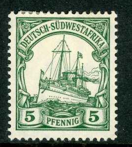 Germany 1901 Southwest Africa 5pf Green Yacht Unwmk Scott # 14 Mint A393