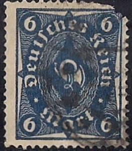 Germany #189  6 M Post Horns, Dark Blue used F-VF