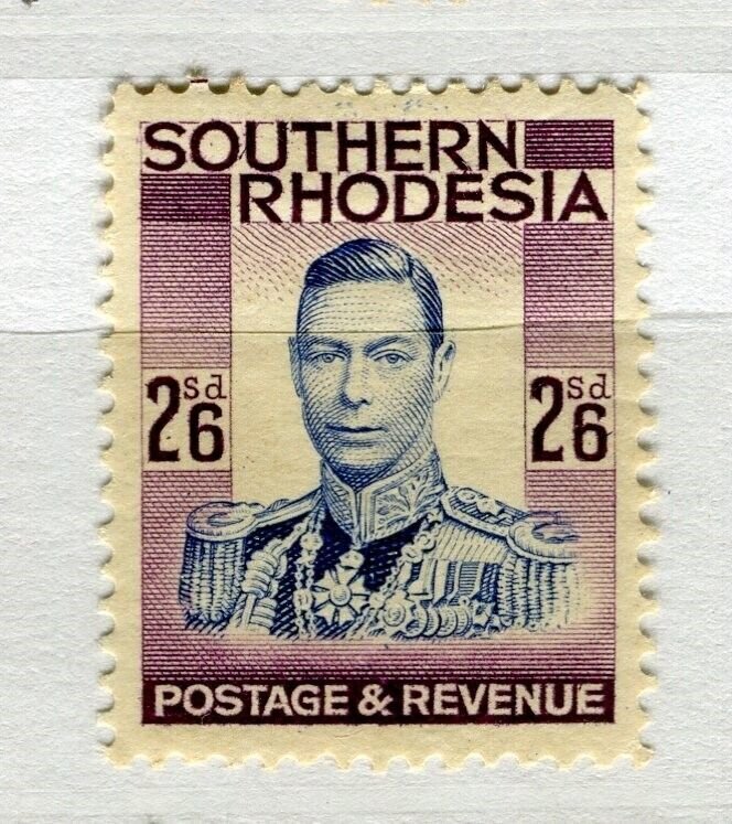 RHODESIA; 1938 early GVI issue fine Mint hinged 2s. 6d. value