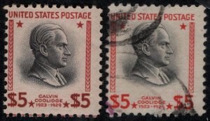 USA 834a Fine+ OG NH, Red Brown and Black, used 834 included for color compar...