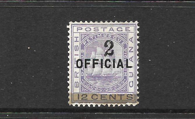 BRITISH GUIANA 1881  2 on 12c    SHIP  OFFICIAL MH      SG 156