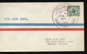 UNITED STATES  SEPT 1926 1st FLIGHT  C4 FRANKED COVER PHILADELPHIA TO CHICAGO 