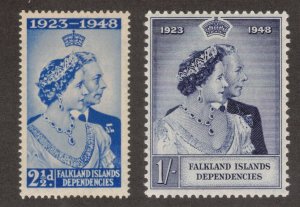 FALKLAND DEPENDENCIES 1948 Silver Wedding; Scott 1L11-12, SG G19-20; MNH