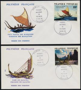 French Polynesia 292-5 on FDC's - Dugout Canoes