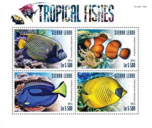 SIERRA LEONE 2015 SHEET TROPICAL FISHES MARINE LIFE srl15318a