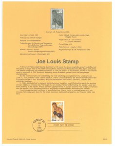 US SP1045/2766 29c Joe Louis Memorial Stamp 1993 on USPS Official Souv. Page FDC, #2766 with  First Day Cancel, Sports, Boxing