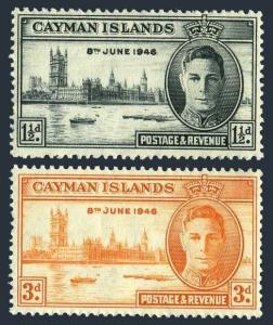 Cayman 112-113,MNH.Michel 115-116. Peace issue 1946.George VI,London.
