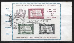 United Nations NY 38 10th UN s.s. 2nd Printing FDC First Day Cover