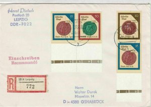 German DDR Regd Leipzig Cancels Multiple Historic Seals Stamps Cover Ref 30173