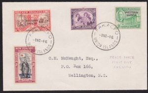 TOKELAU IS 1946 cover FAKAOFO / UNION ISLANDS cds, FDC Samoa Peace.........A7722