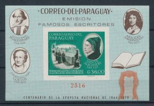 [105532] Paraguay 1966 Writers Shakespeare Goethe Dante Imperf. Sheet MNH