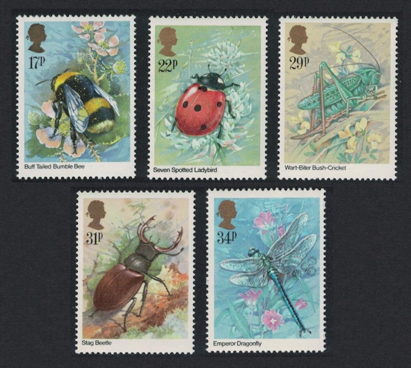 Great Britain Beetles Bees Ladybird Grasshopper Insects 5v 1985 MNH