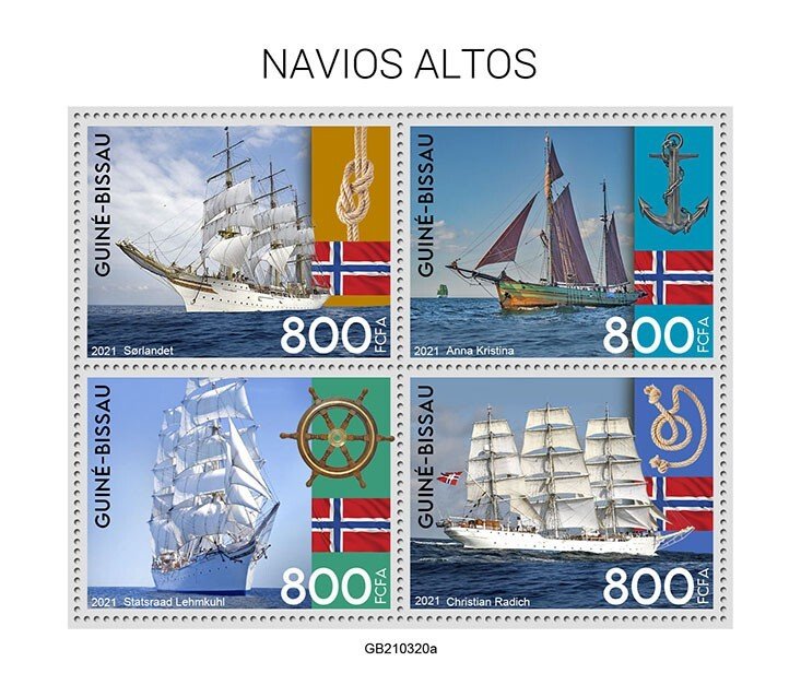 GUINEA BISSAU - 2021 - Tall Ships - Perf 4v Sheet - Mint Never Hinged