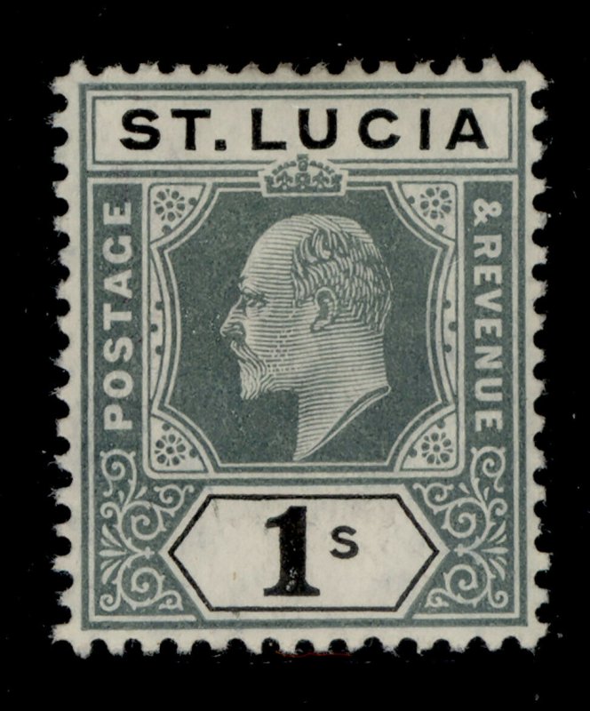 ST. LUCIA EDVII SG74, 1s green & black, M MINT. Cat £50.