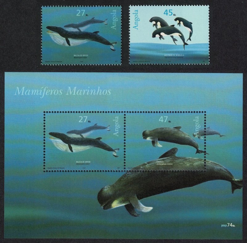 Angola Whales Dolphins Marine Mammals 2v+MS SG#1683-MS1685